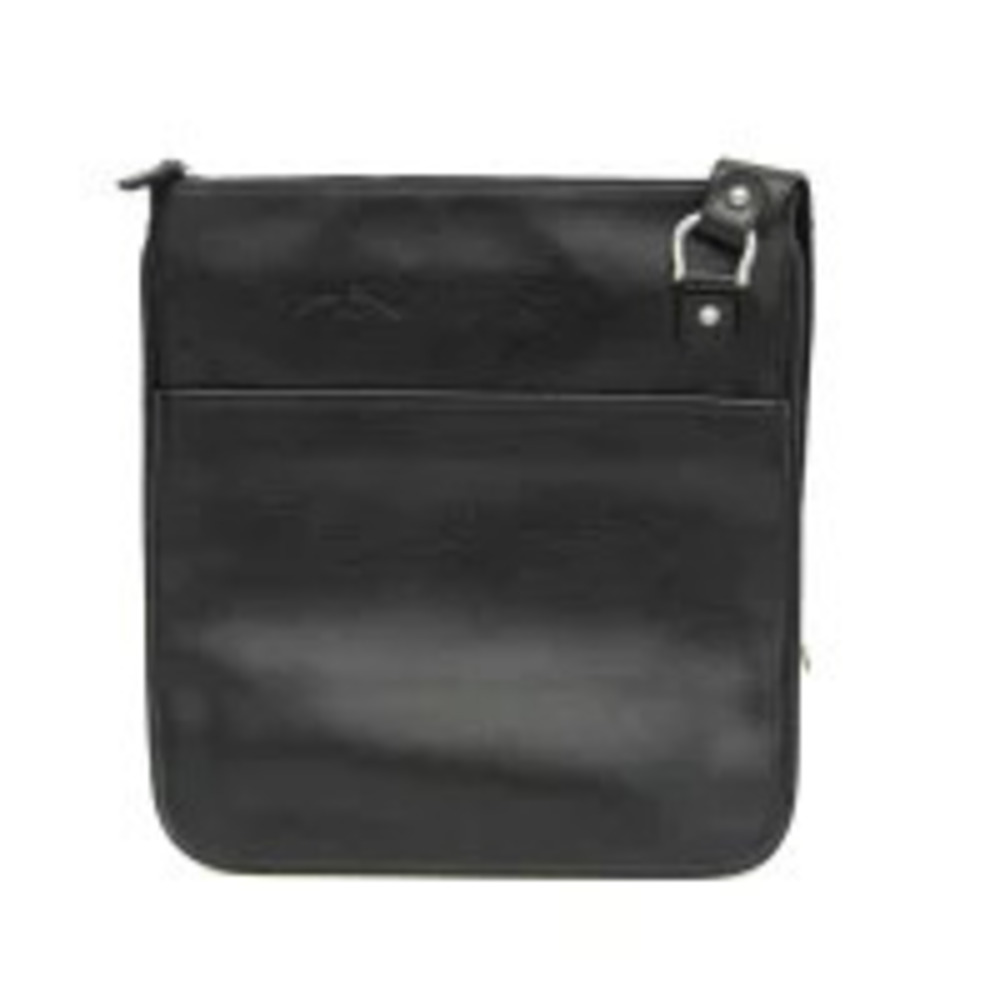 Salvatore Ferragamo Leather Zip Crossbody Messenger Bag Black